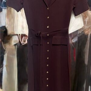 Commense Dark Brown Midi Dress with Buttons